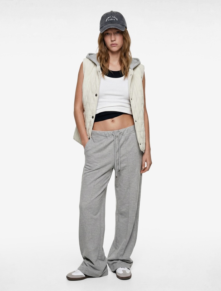  Kapüşonlu Çıt Çıt Düğme Detaylı Kolsuz Yelek