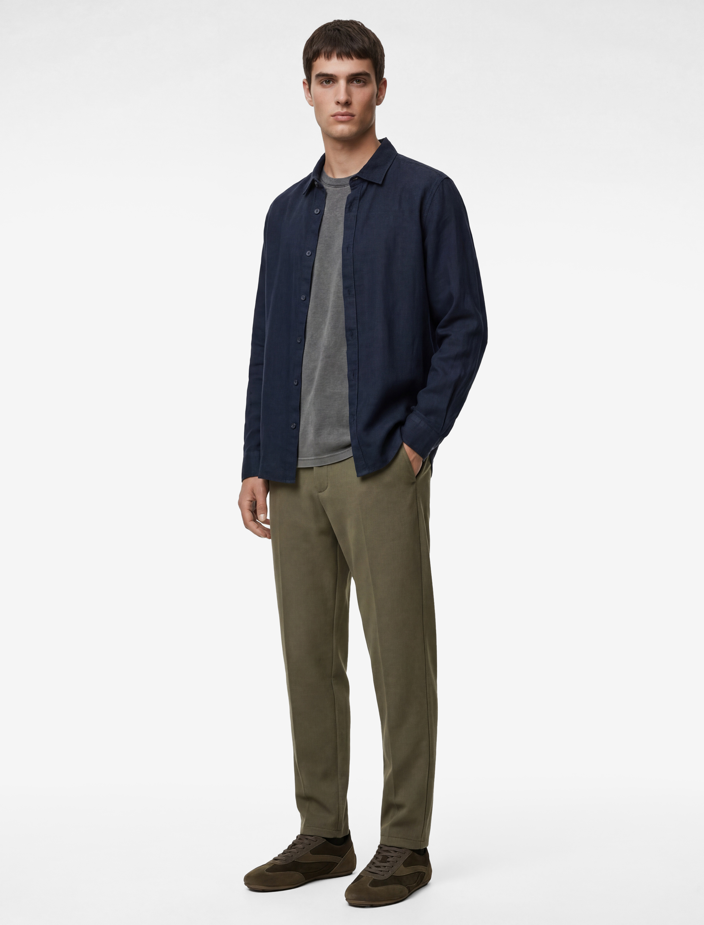   Regular Fit Beli Lastikli Düğmeli Cepli Duble Paça Pantolon