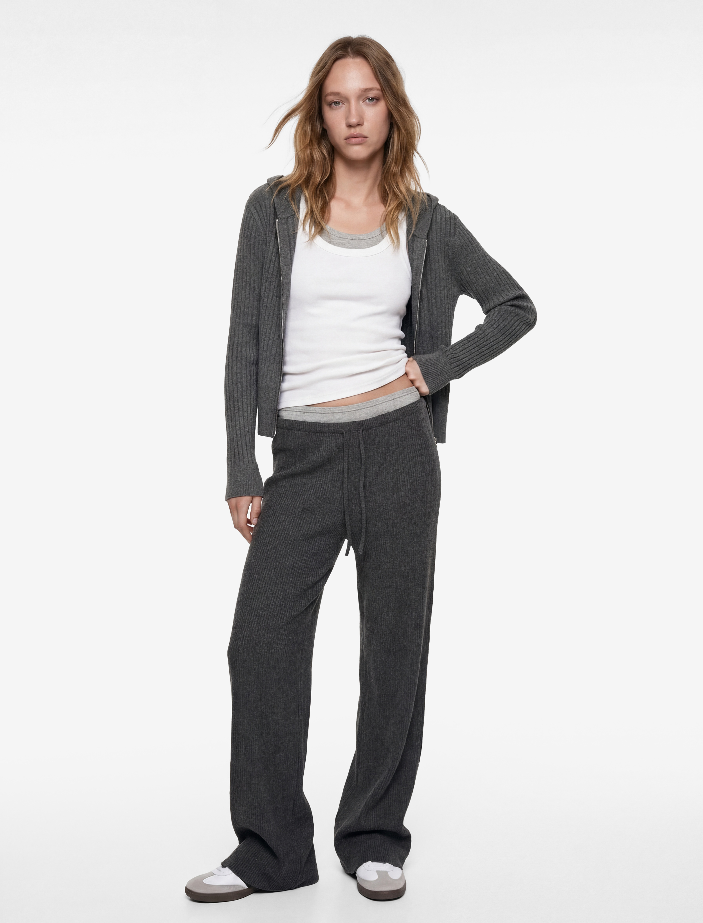   Beli Bağcıklı Geniş Paça Bürümcük Pantolon