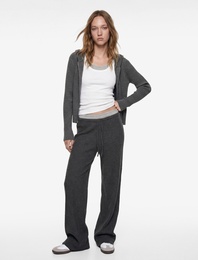 Beli Bağcıklı Geniş Paça Bürümcük Pantolon