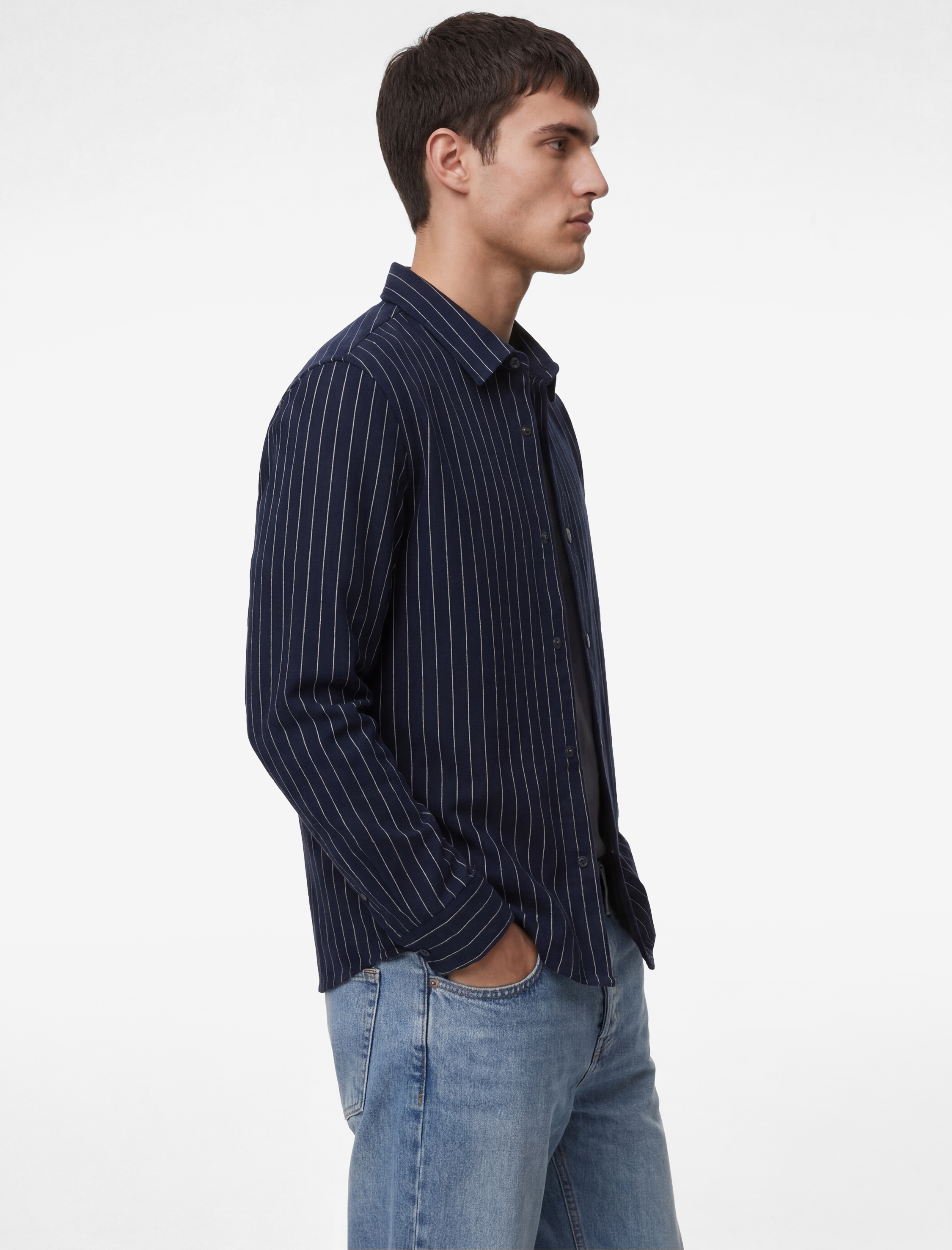 Regular Fit Viskon Karışımlı Çıtçıt Düğmeli Klasik Yaka Uzun Kollu Gömlek