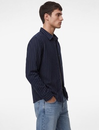 Regular Fit Viskon Karışımlı Çıtçıt Düğmeli Klasik Yaka Uzun Kollu Gömlek