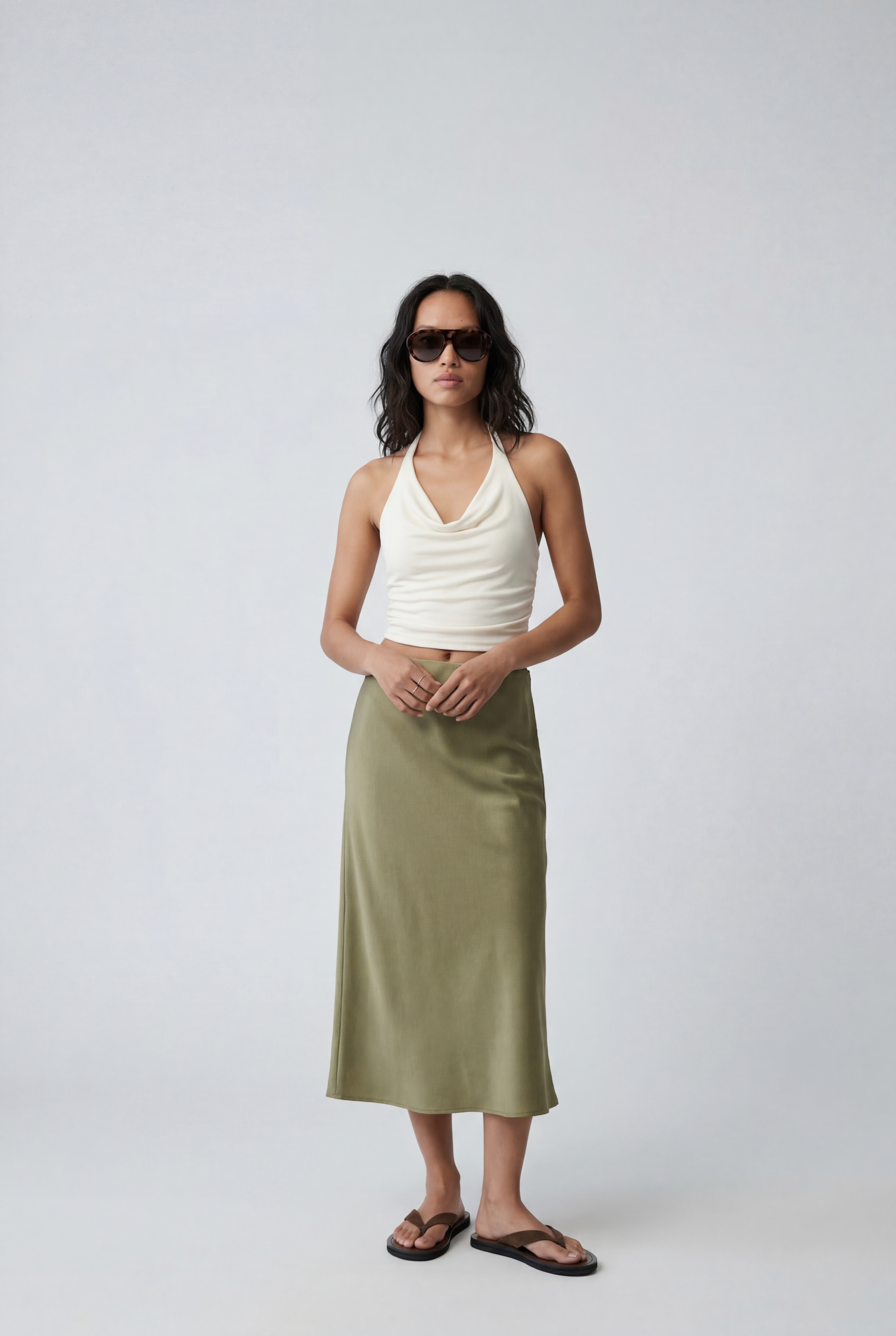 Beli Lastikli Midi Saten Etek - Görsel 2