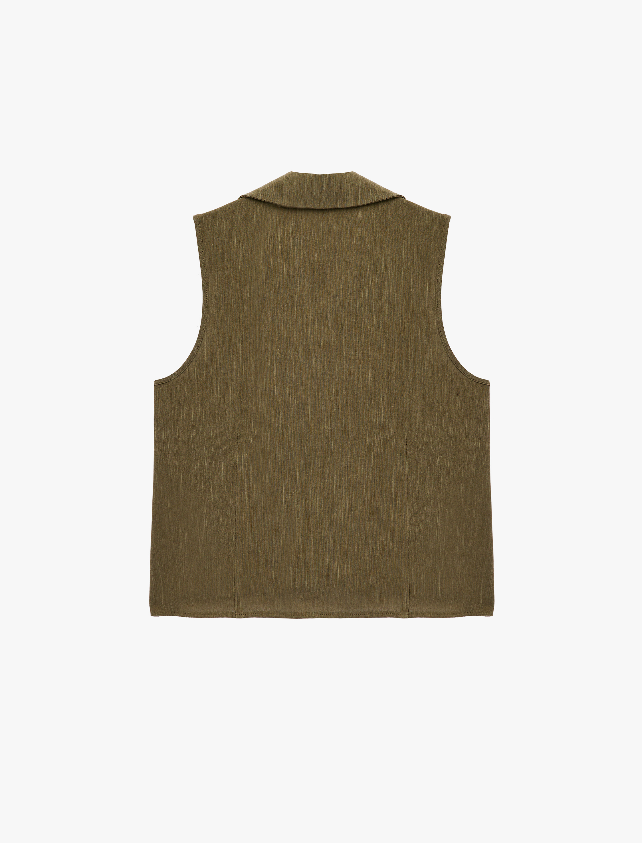   Keten Görünümlü Düğmeli Kolsuz Gömlek