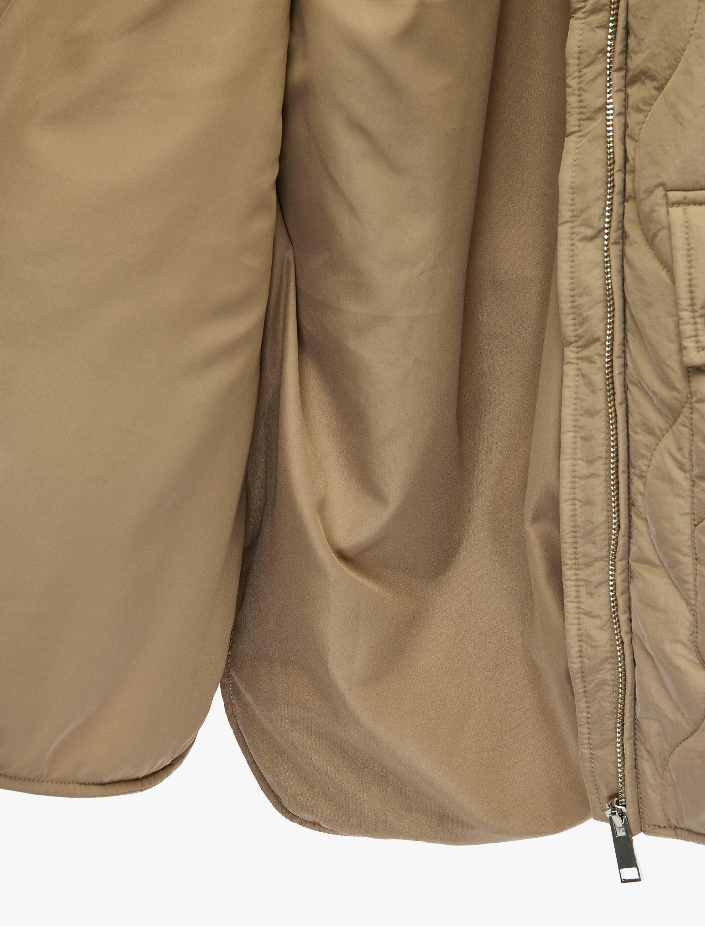   Fermuar Cepli Uzun Kollu Dik Yaka Kapitone Mont