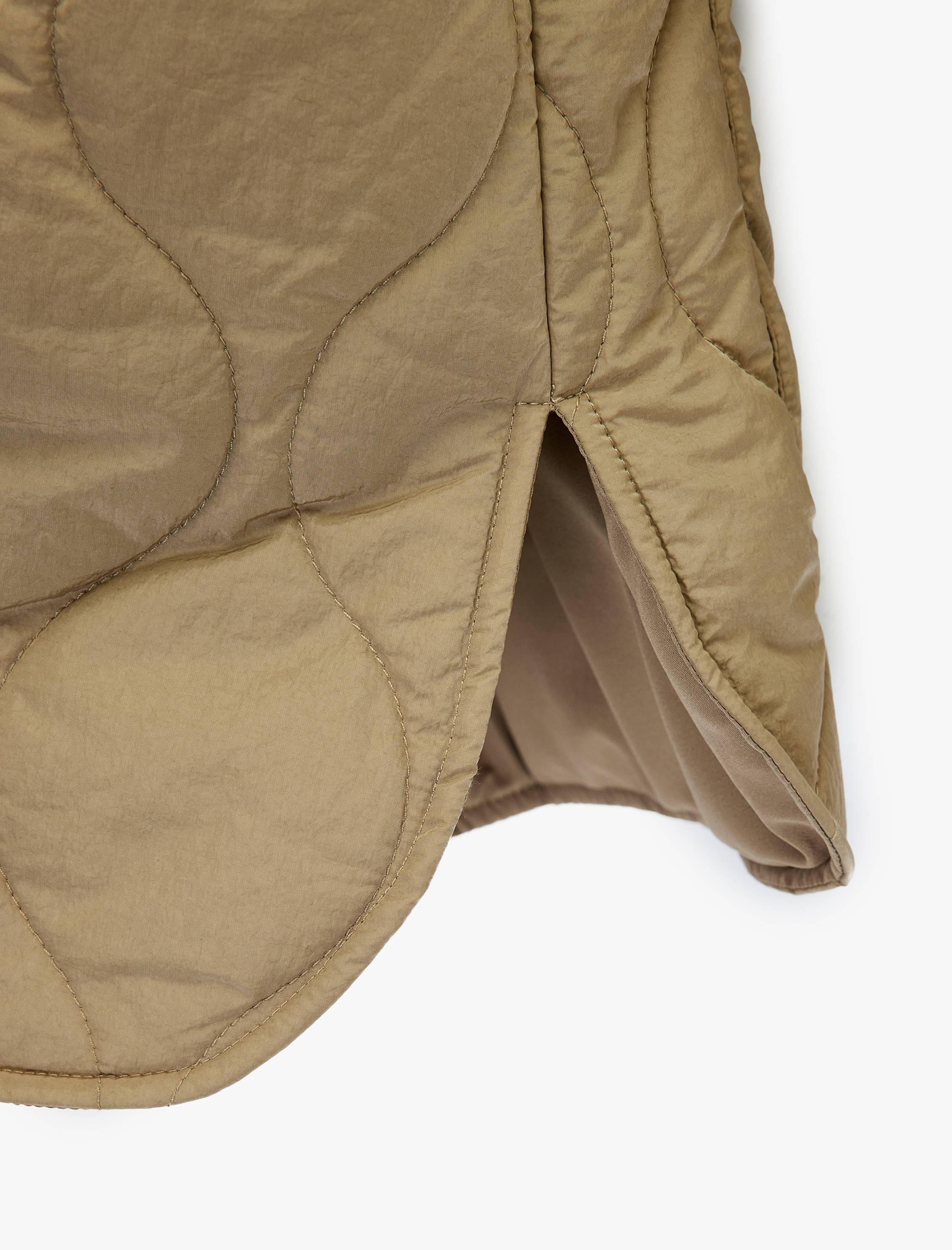   Fermuar Cepli Uzun Kollu Dik Yaka Kapitone Mont