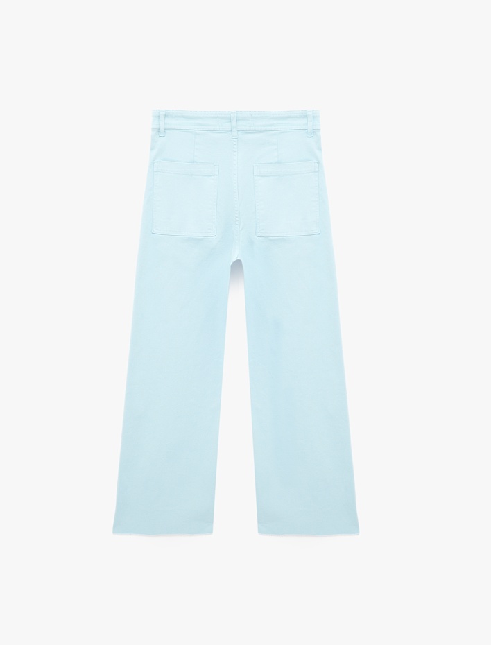  Normal Bel Rahat Kalıp Kesik Paça Jean Pantolon - Culoette Jean