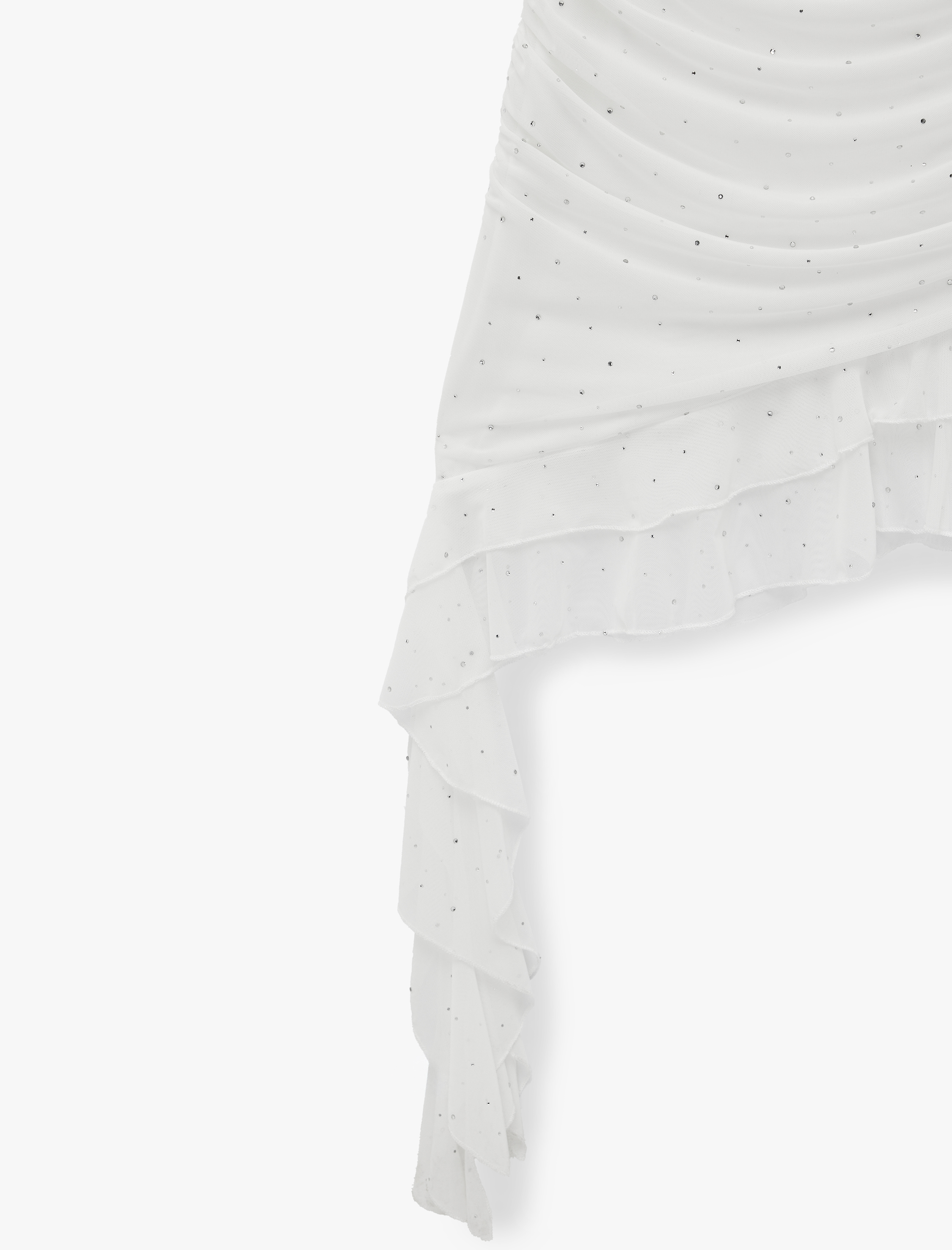   Asimetrik Halter Yaka Taş İşlemeli Gül Aplikeli Mini Abiye Elbise