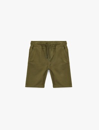 Beli Bağcıklı Cep Detaylı Pamuklu Basic Şort