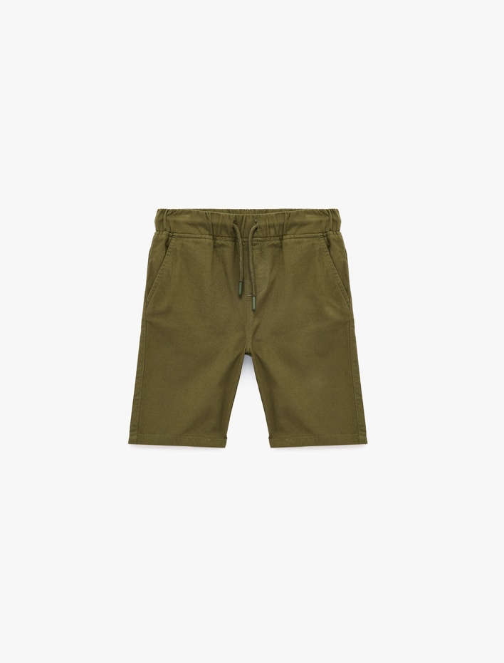 Erkek Çocuk Beli Bağcıklı Cep Detaylı Pamuklu Basic Şort