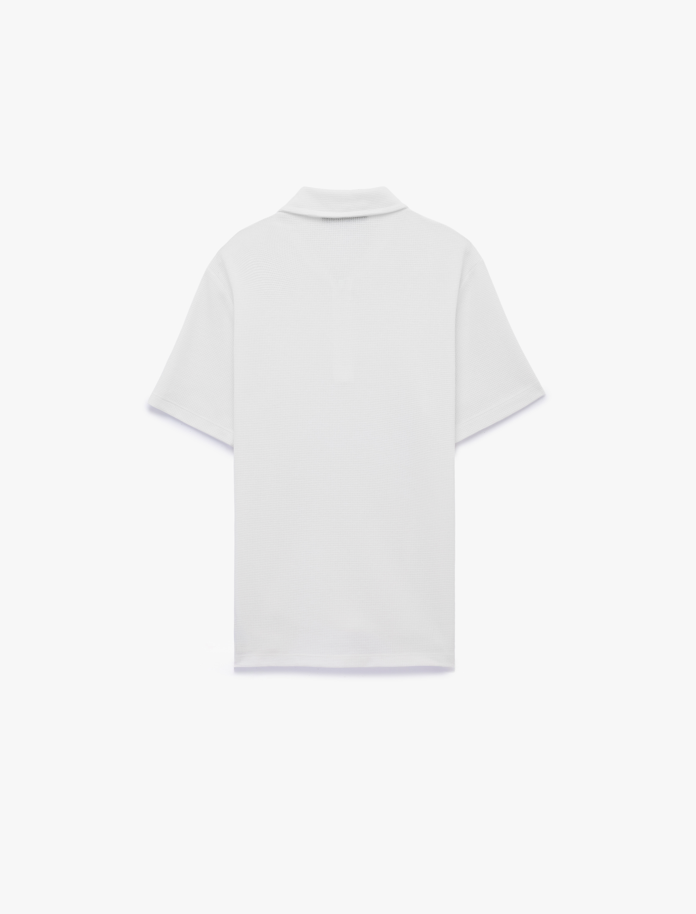   Regular Fit Kısa Kollu Waffle Dokulu Yarım Fermuarlı Polo Yaka Tişört