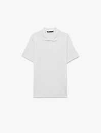 Regular Fit Kısa Kollu Waffle Dokulu Yarım Fermuarlı Polo Yaka Tişört