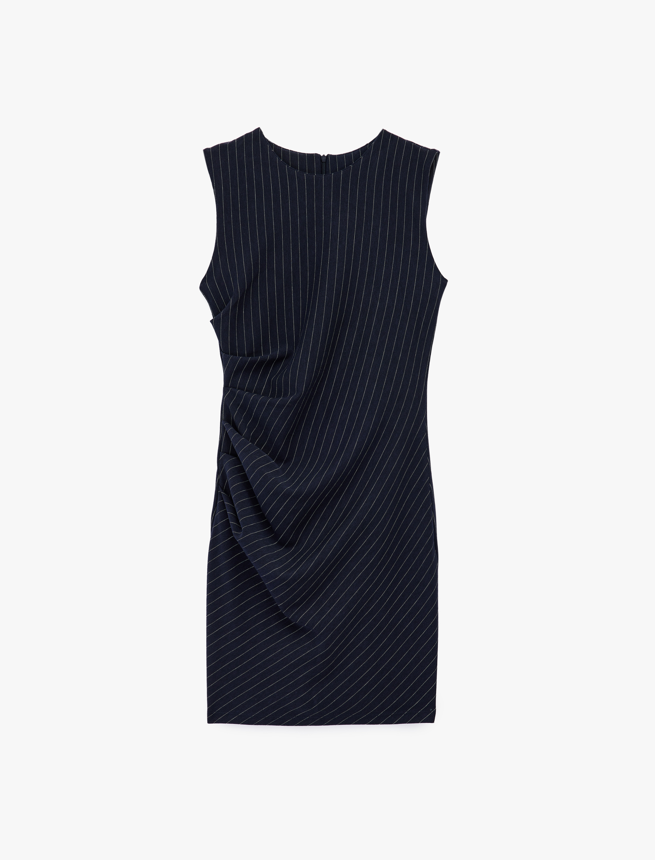   Drapeli Kolsuz Bisiklet Yaka Çizgili Mini Elbise