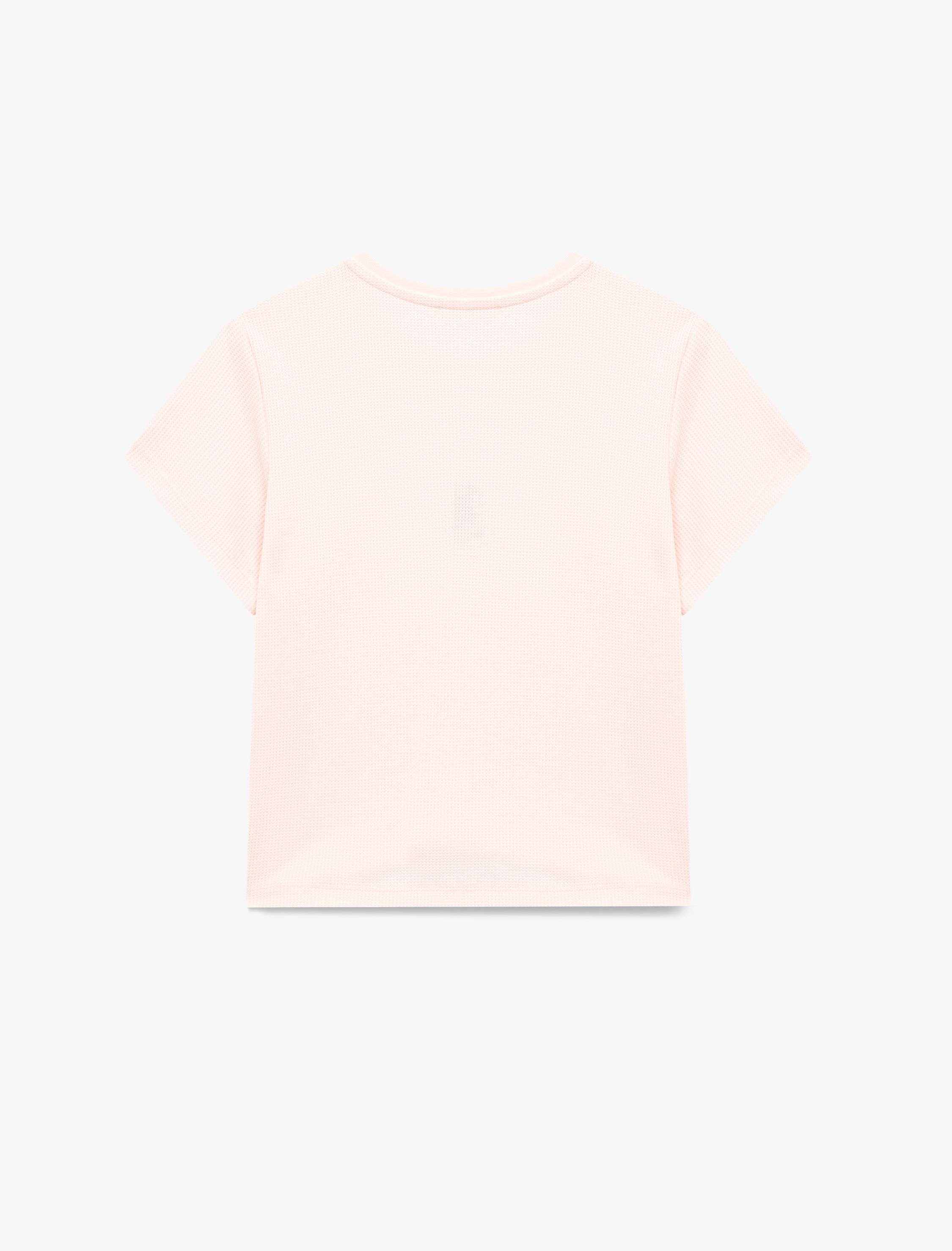   Kısa Kollu Bisiklet Yaka Dokulu Kiraz İşlemeli Pijama Üstü