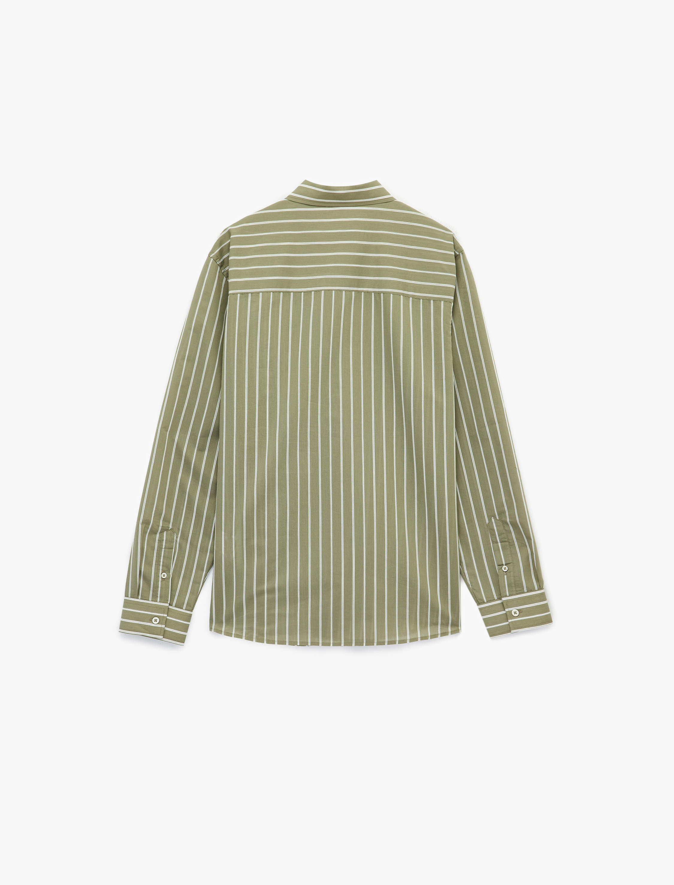   Düğmeli Regular Fit Pamuklu Poplin Klasik Yaka Uzun Kollu Çizgili Gömlek