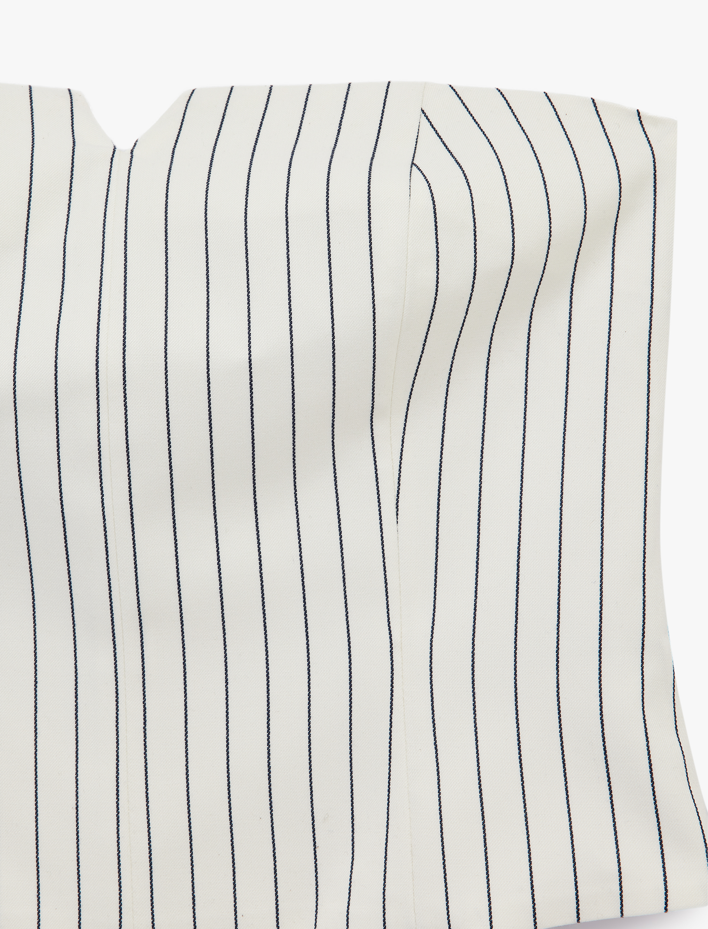   Çizgili Kolsuz Fermuarlı Straplez Crop Bluz