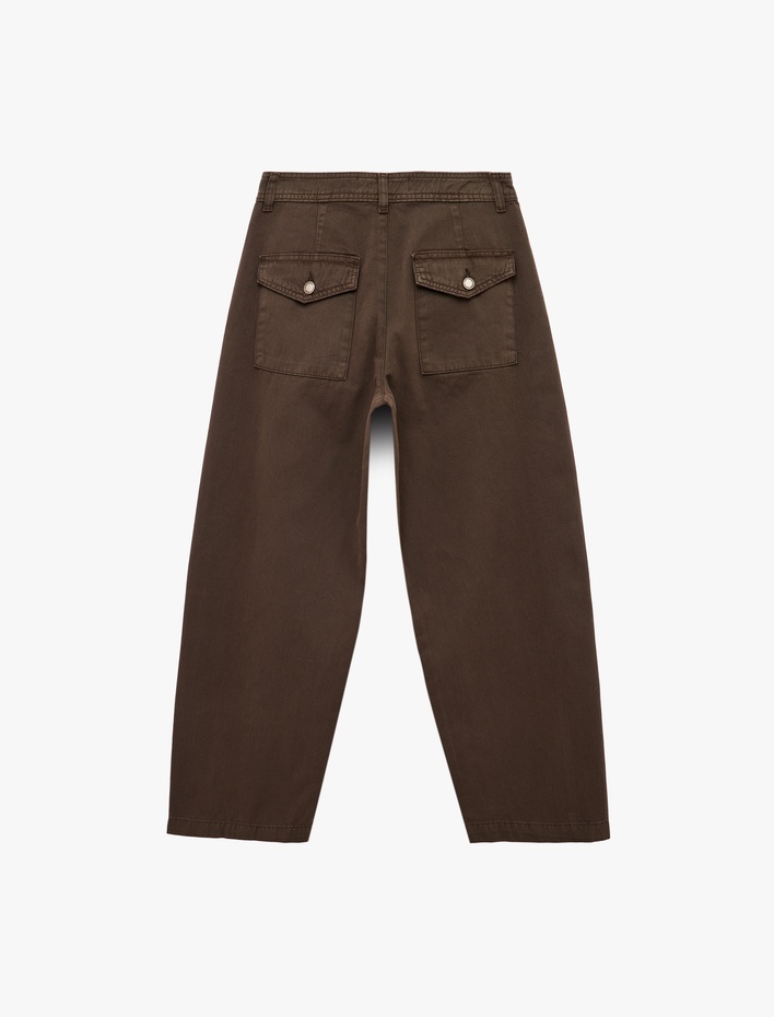  Pamuklu Cep Detaylı Rahat Kalıp Normal Paça Balon Pantolon