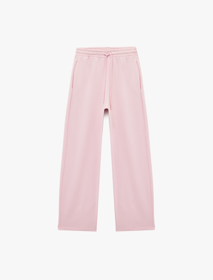  Cepli Beli Bağcıklı Oversize Eşofman Altı