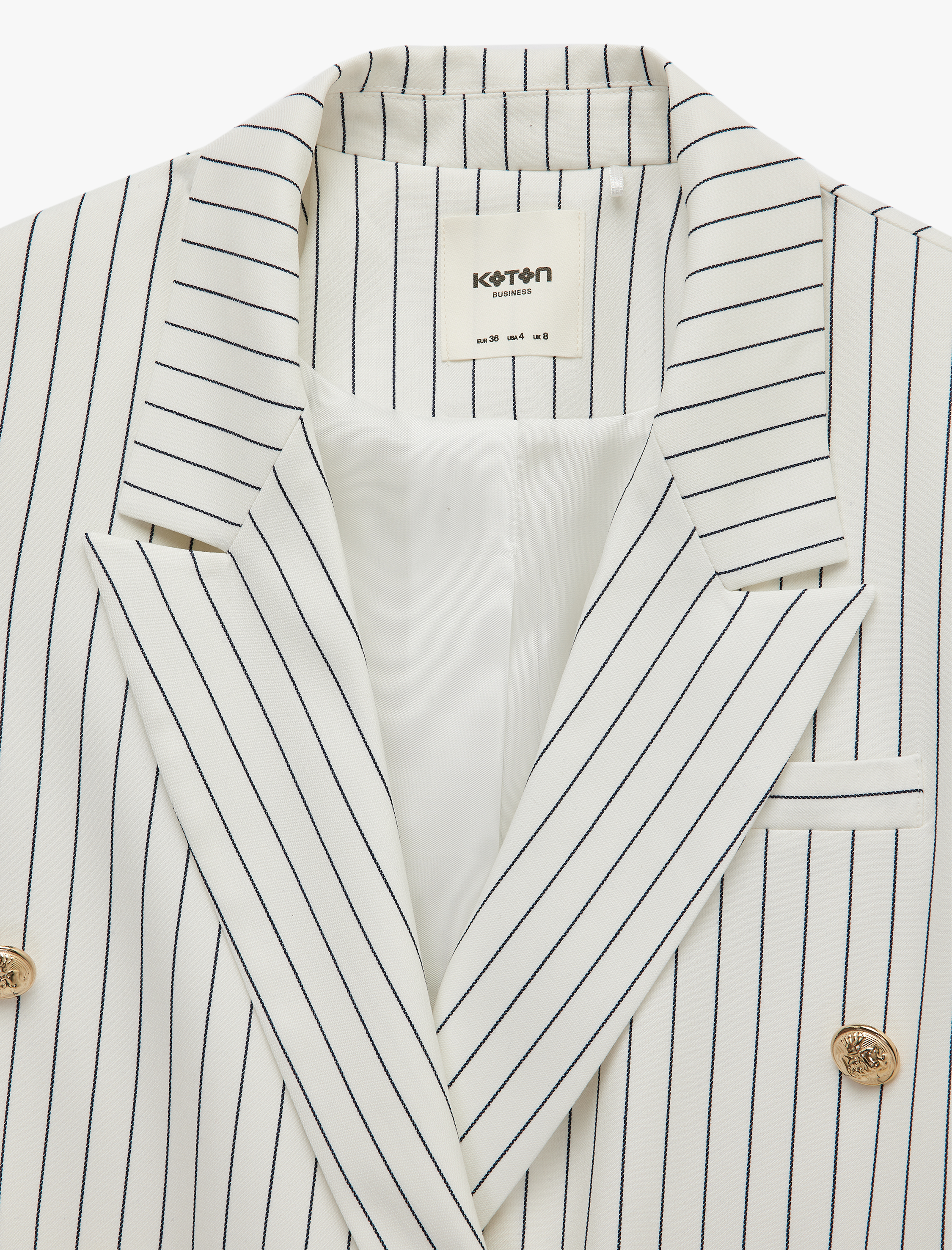   Kruvaze Yaka Uzun Kollu Metal Düğme Detaylı Blazer Ceket