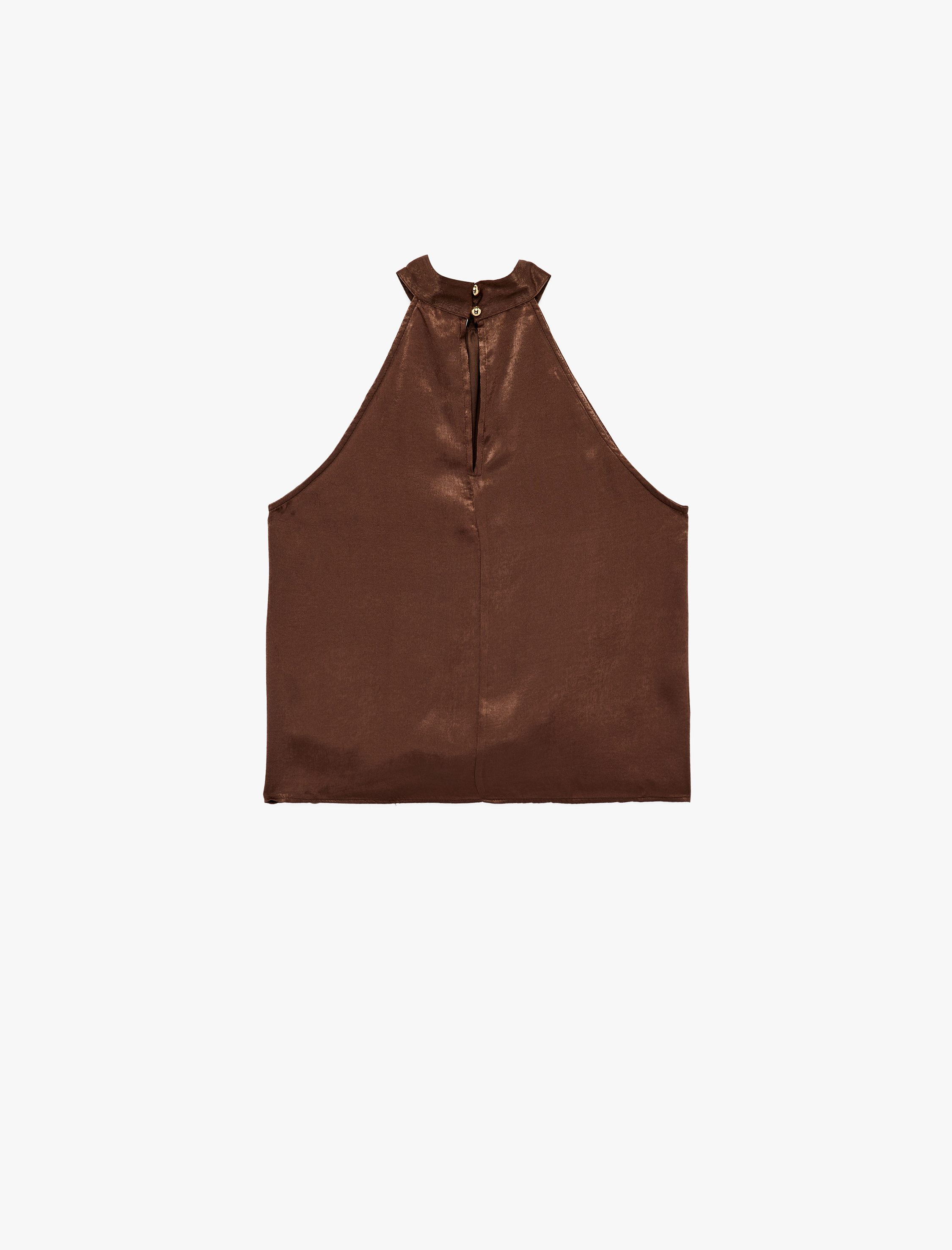   Asimetrik Kolsuz Halter Yaka Saten Bluz