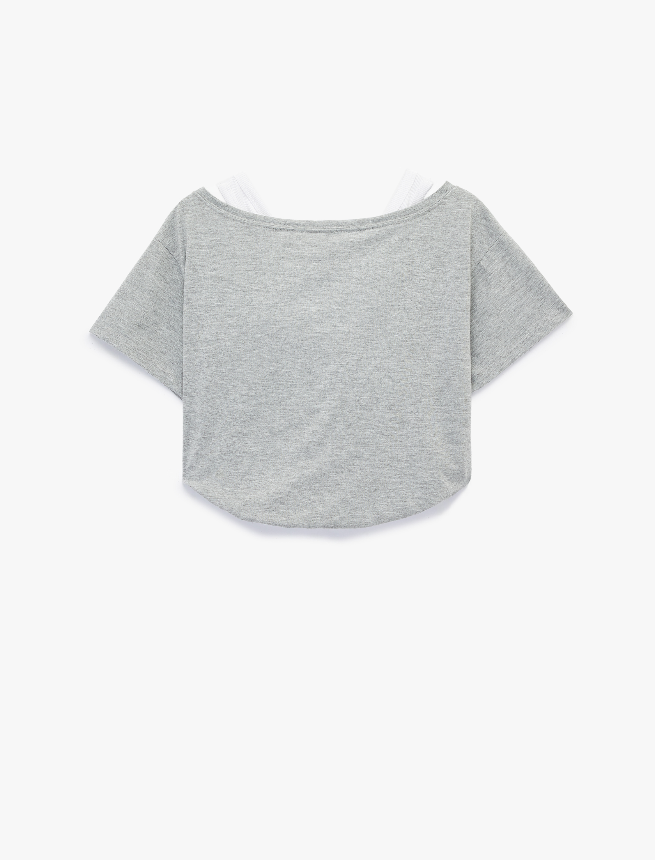   Rahat Kalıp Omuzu Açık Kısa Kollu Atlet Detaylı Crop Tişört