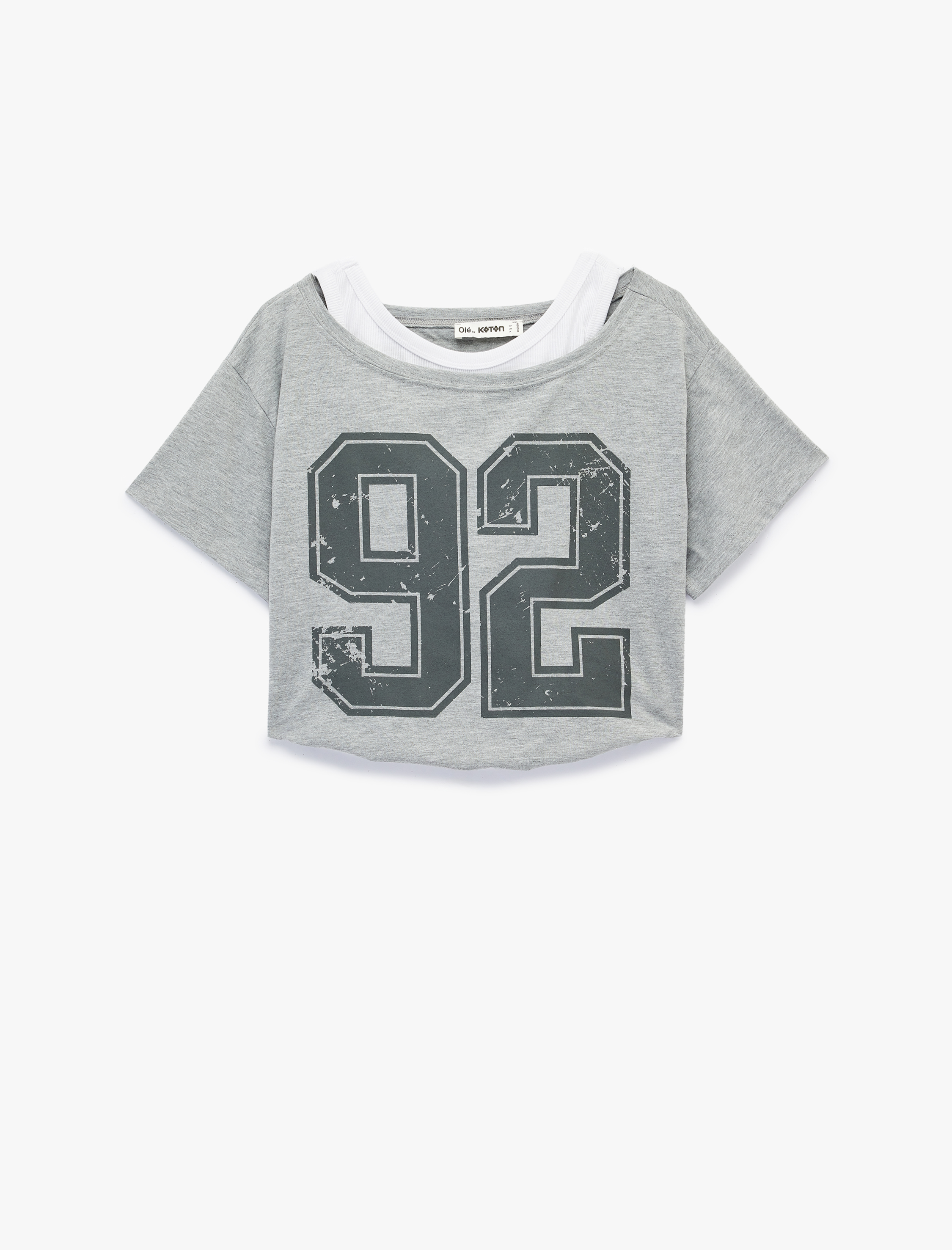   Rahat Kalıp Omuzu Açık Kısa Kollu Atlet Detaylı Crop Tişört