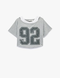 Rahat Kalıp Omuzu Açık Kısa Kollu Atlet Detaylı Crop Tişört