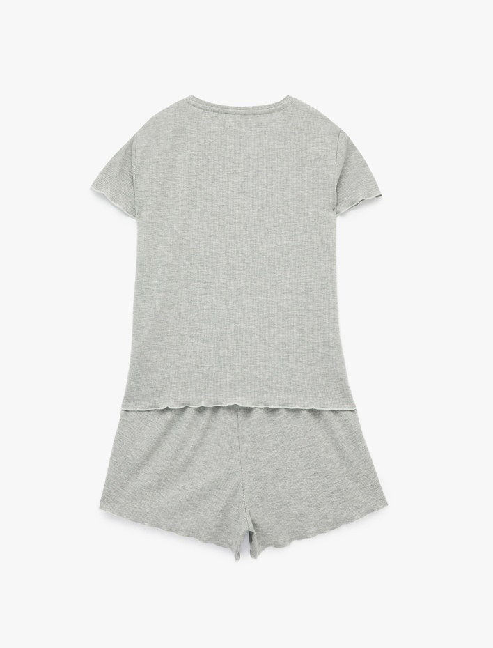  Kısa Kollu Viskon Karışımlı Rahat Kalıp Pijama Takımı - 2'li Set