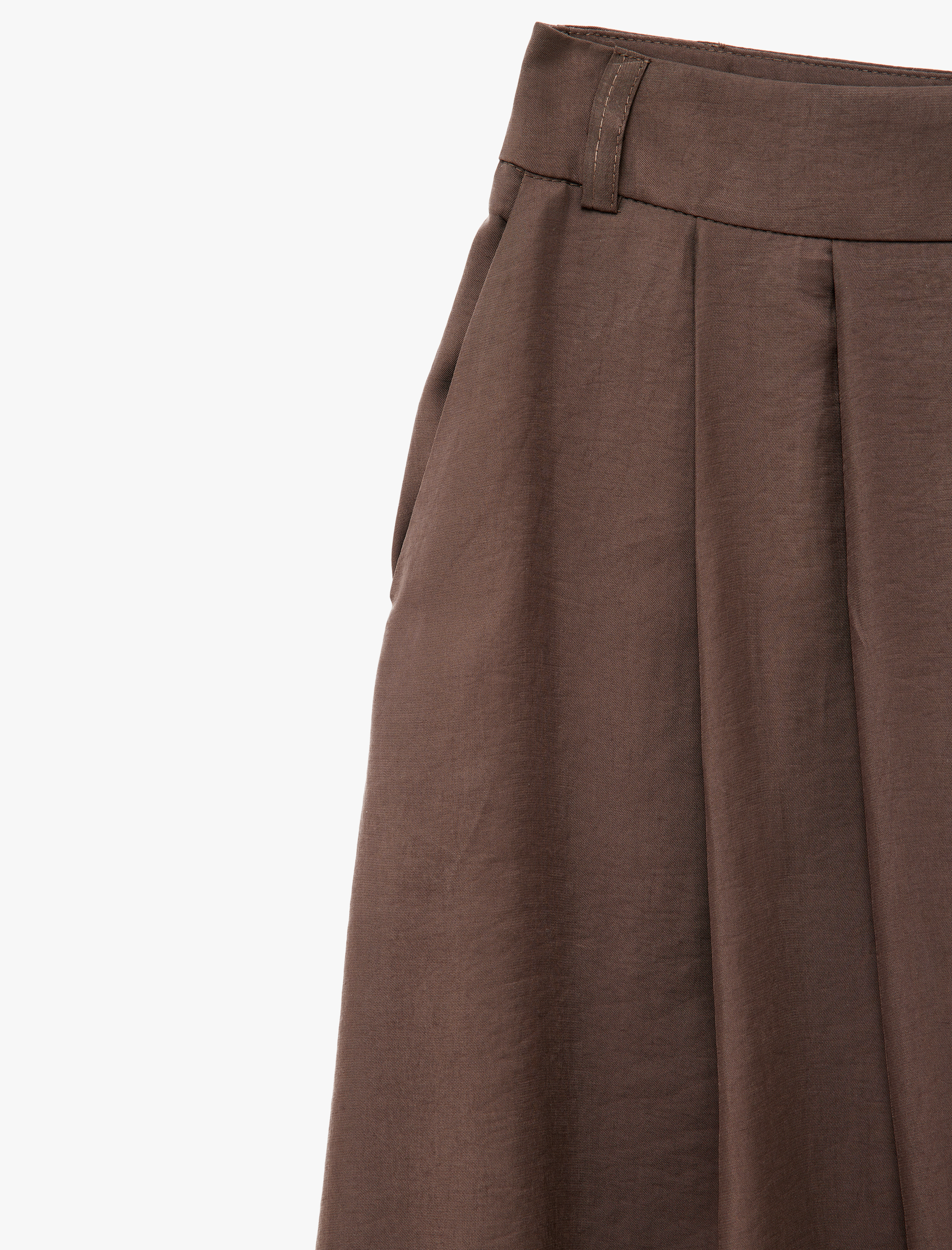   Rahat Kalıp Modal Kumaş Cepli Pileli Midi Kloş Etek