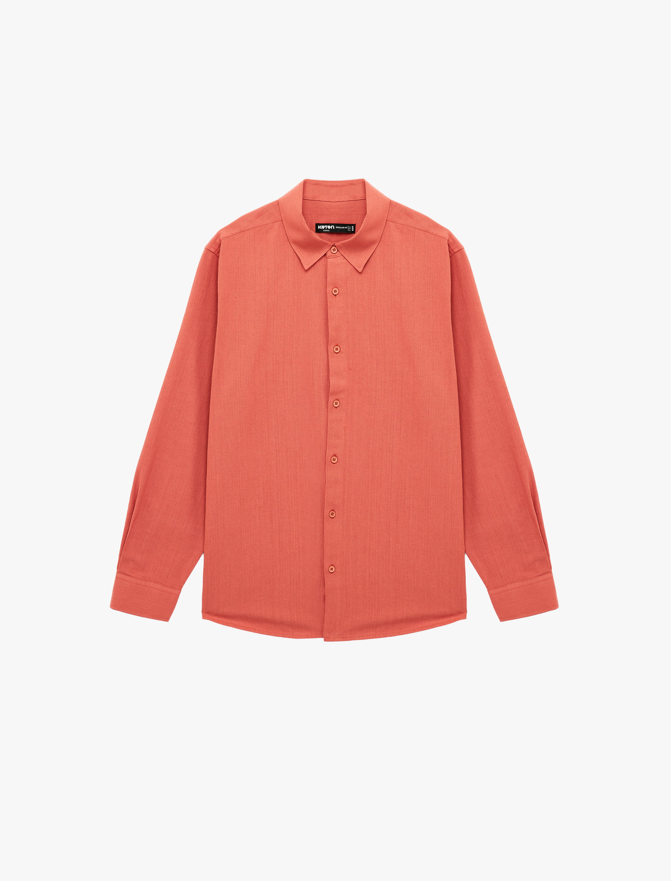   Regular Fit Uzun Kollu Klasik Yaka Düğmeli Pamuklu Gömlek