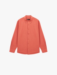 Regular Fit Uzun Kollu Klasik Yaka Düğmeli Pamuklu Gömlek