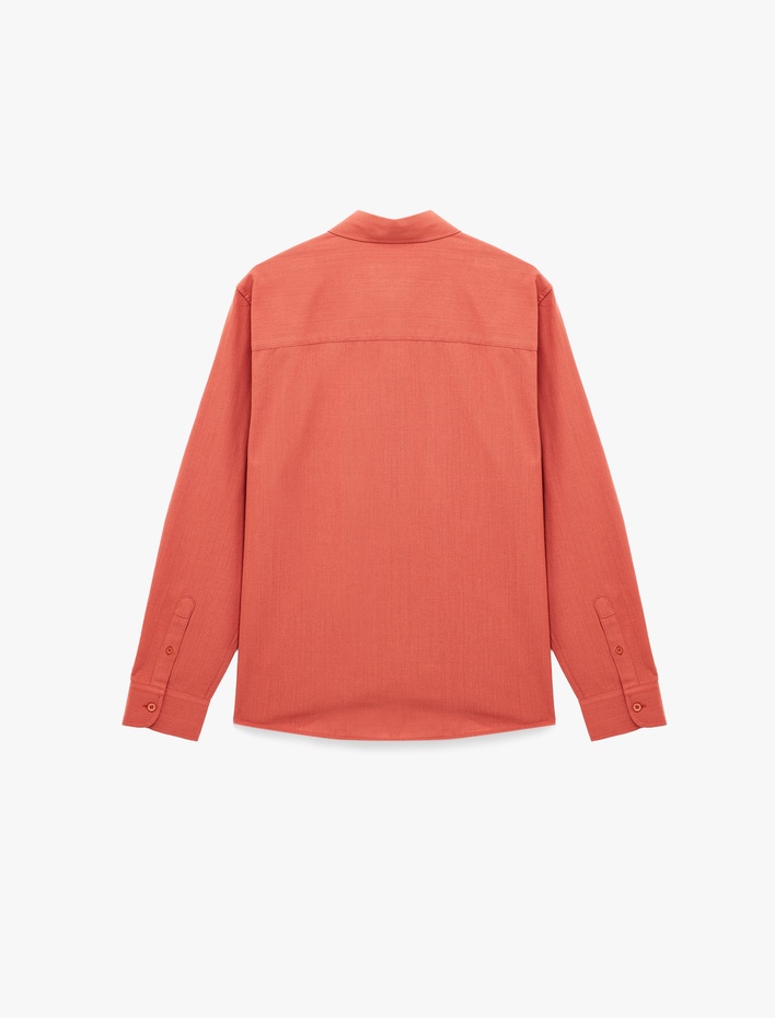  Regular Fit Uzun Kollu Klasik Yaka Düğmeli Pamuklu Gömlek