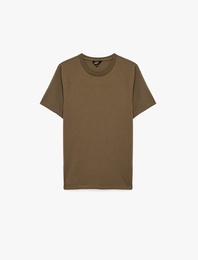 Kısa Kollu Pamuklu Bisiklet Yaka Basic Slim Fit Tişört