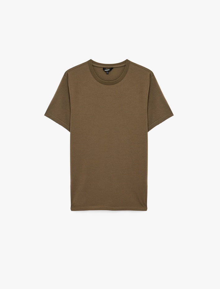  Kısa Kollu Pamuklu Bisiklet Yaka Basic Slim Fit Tişört