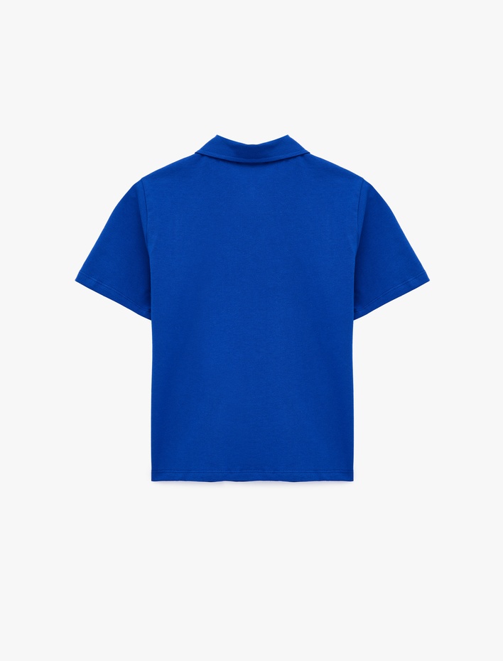  Pamuklu Polo Yaka Kısa Kollu Slim Fit Tişört