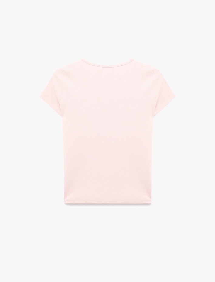  Slim Fit Kısa Kollu Bisiklet Yaka Baskılı Tişört