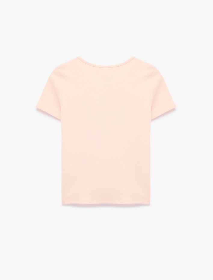  Melek Baskılı Kısa Kollu Bisiklet Yaka Pamuklu Tişört