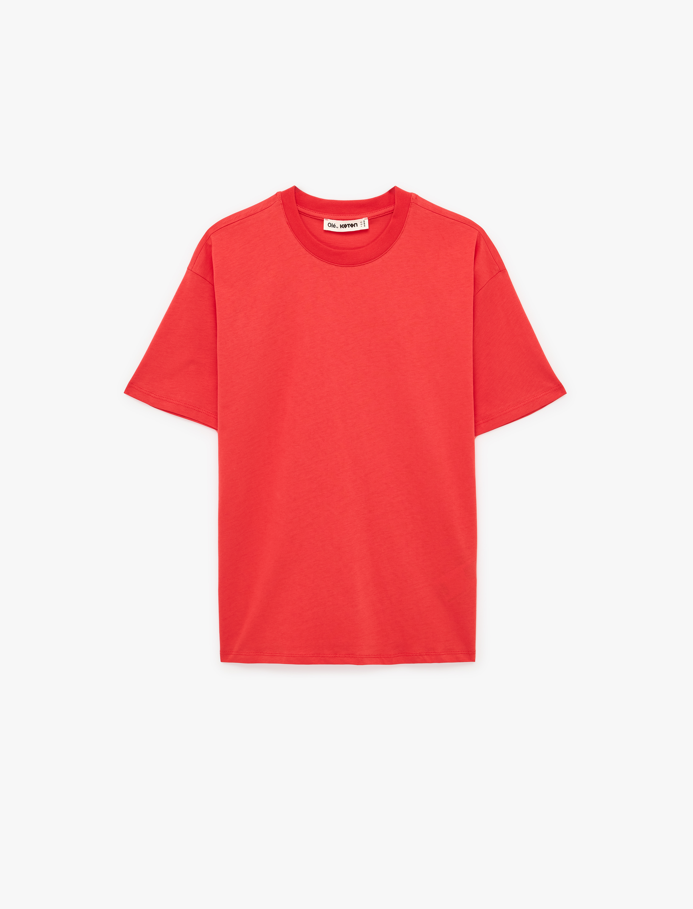   Rahat Kalıp Kısa Kollu Bisiklet Yaka Pamuklu Basic Tişört