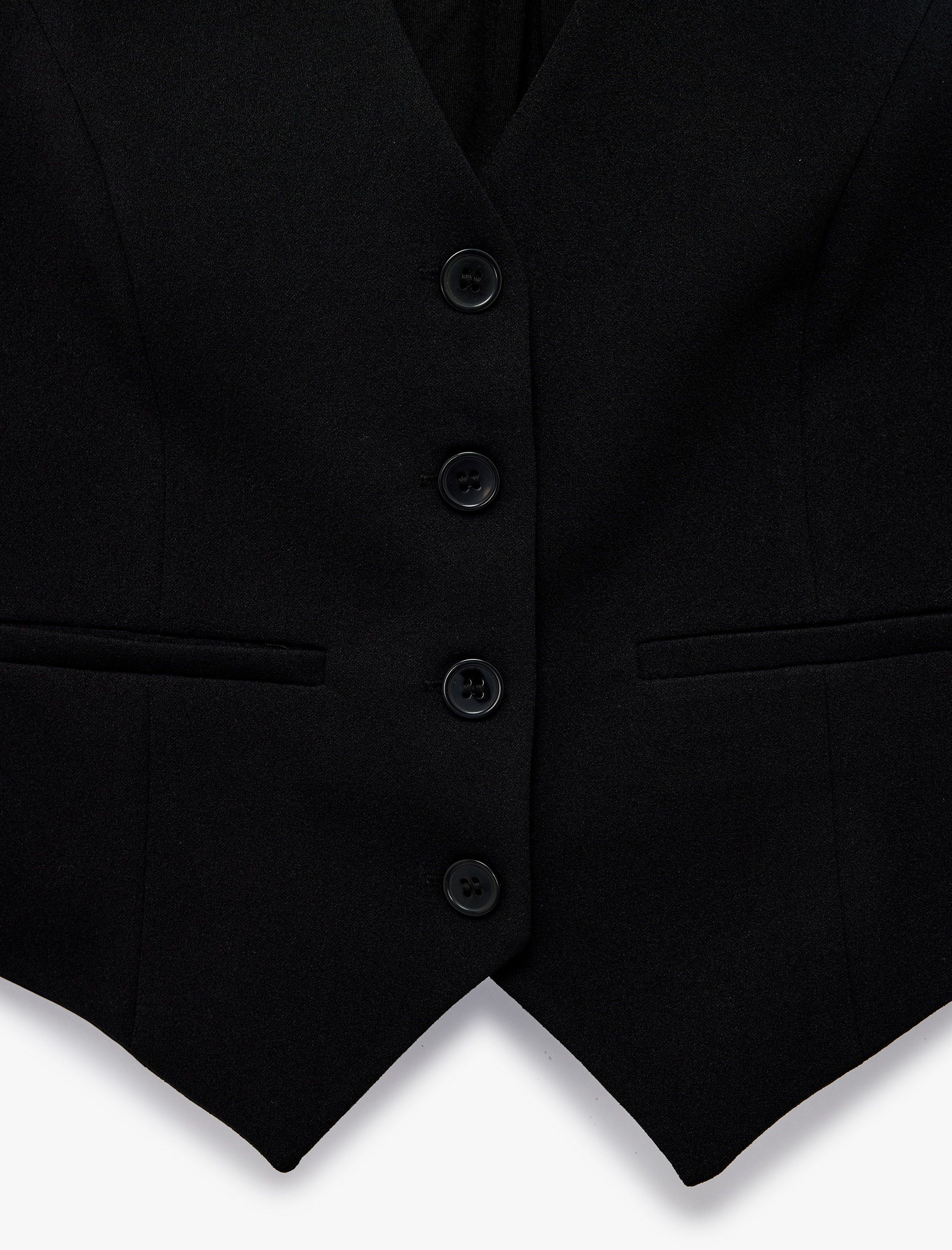   Krep Scuba Kumaş Slim Fit Düğmeli V Yaka Slim Fit Blazer Yelek