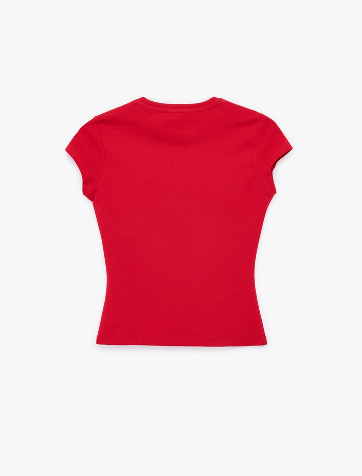  Slim Fit Kısa Kollu Bisiklet Yaka Pamuklu Tişört