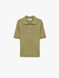 Kısa Kollu Düğmeli Polo Yaka Triko Tişört