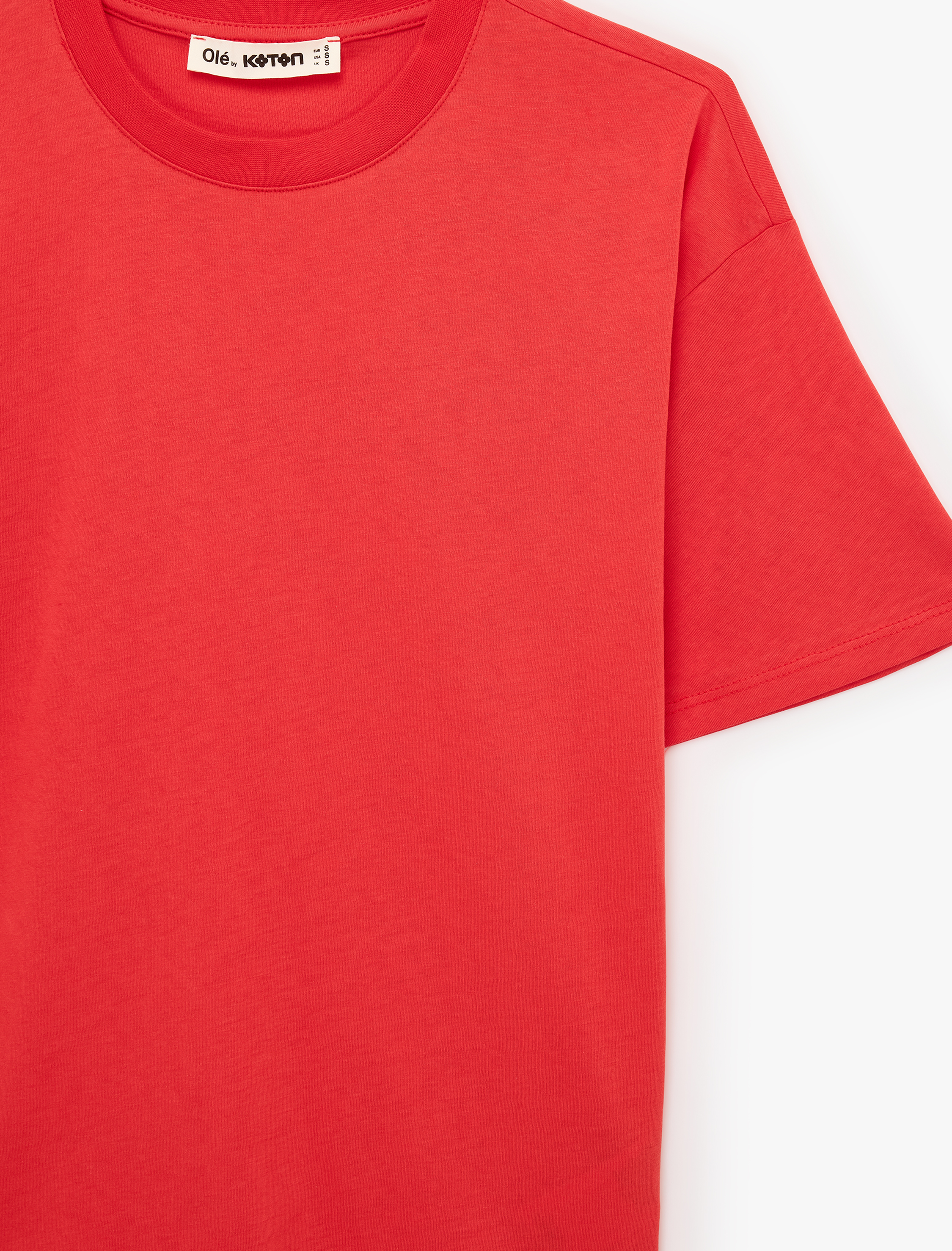   Rahat Kalıp Kısa Kollu Bisiklet Yaka Pamuklu Basic Tişört