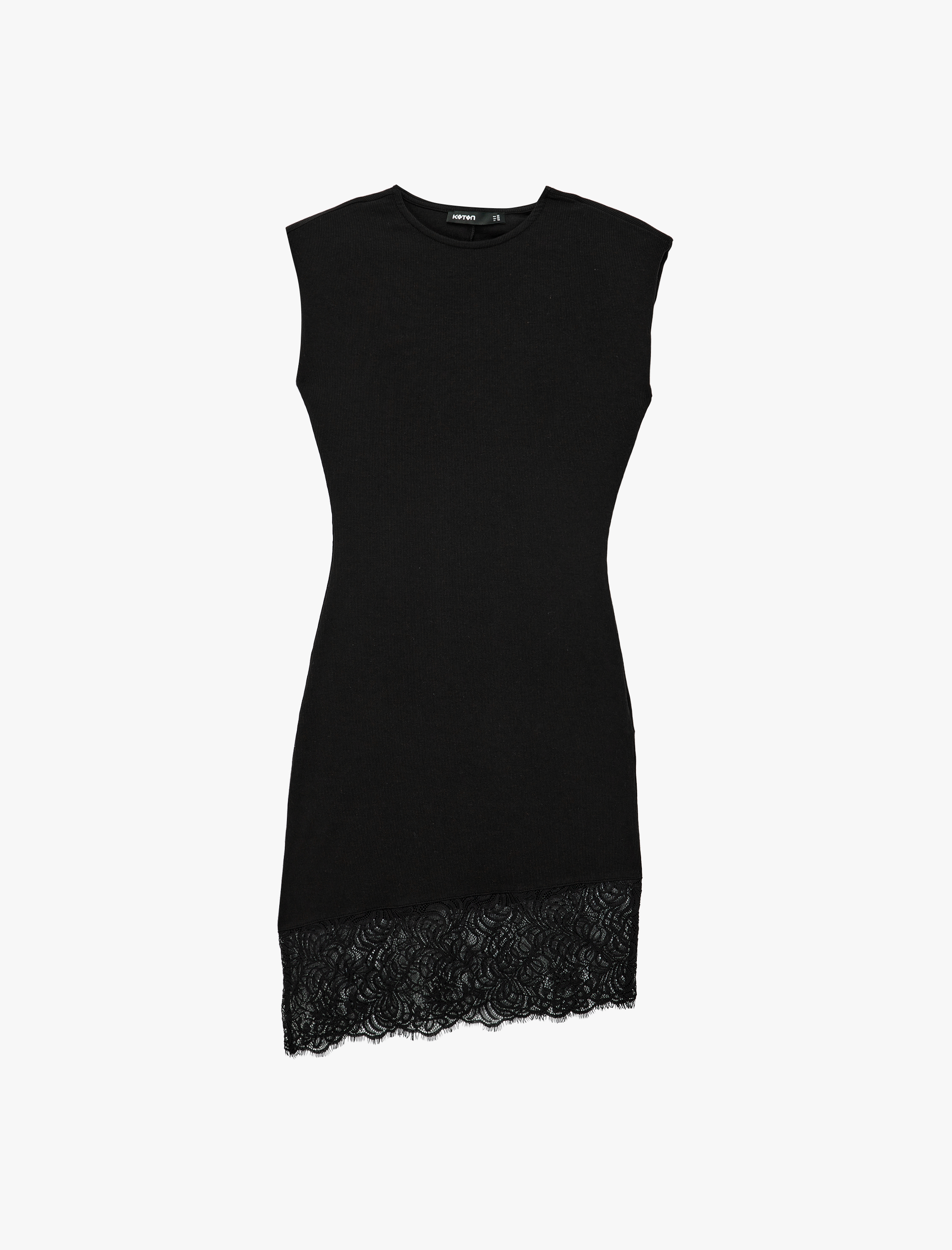   Slim Fit Dantel Detaylı Bisiklet Yaka Kolsuz Mini Elbise