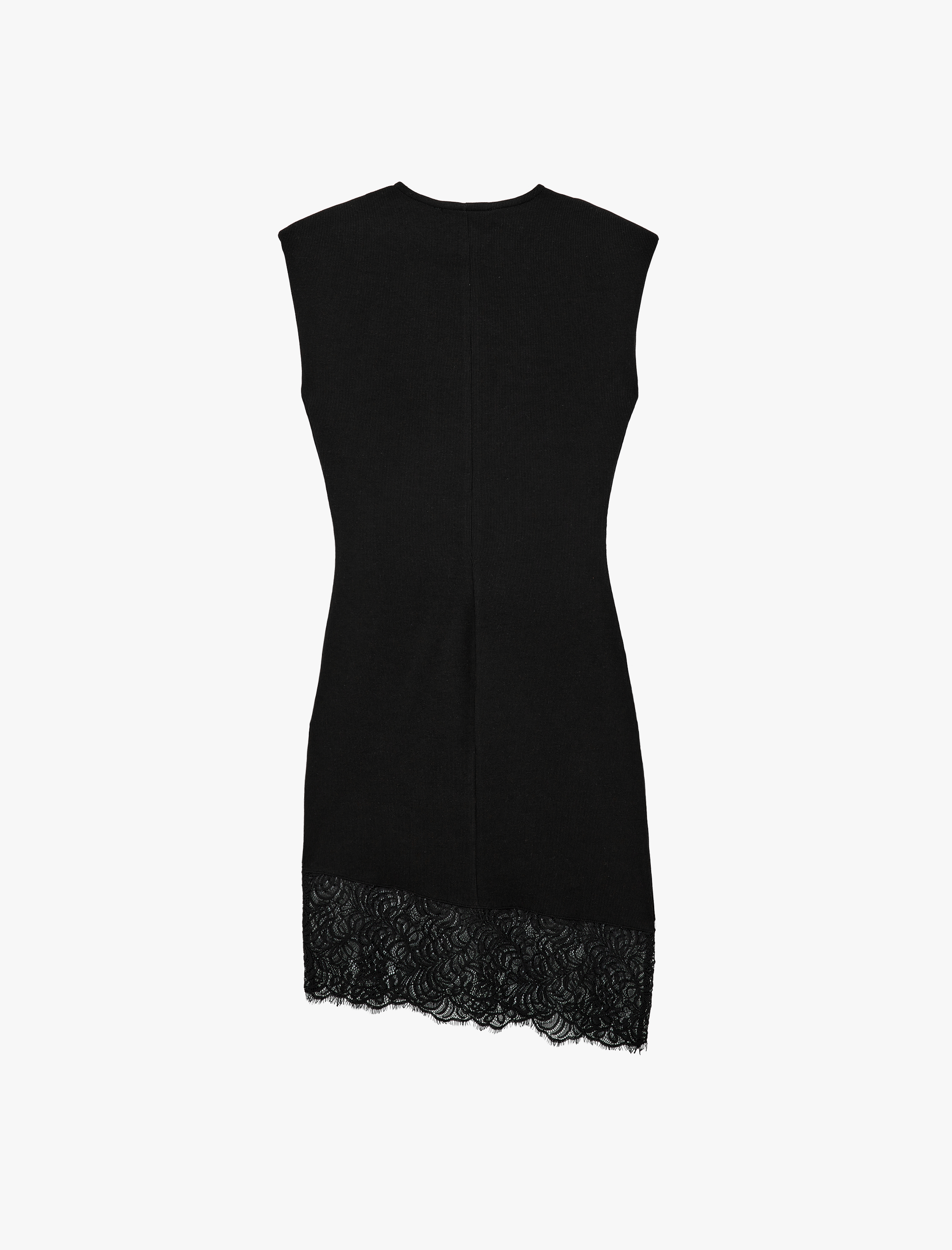   Slim Fit Dantel Detaylı Bisiklet Yaka Kolsuz Mini Elbise