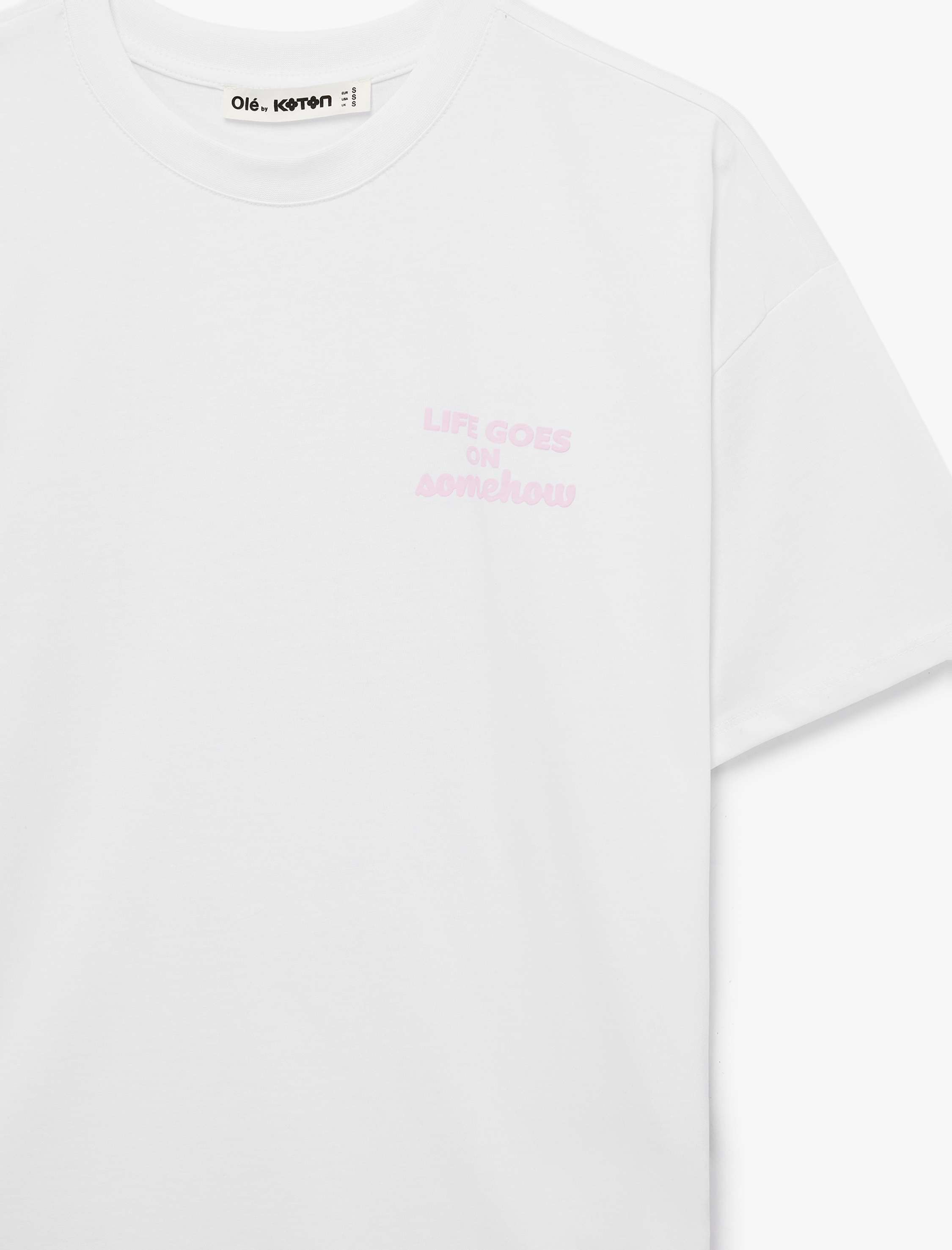   Rahat Kalıp Arkası Baskılı Kısa Kollu Bisiklet Yaka Pamuklu Tişört