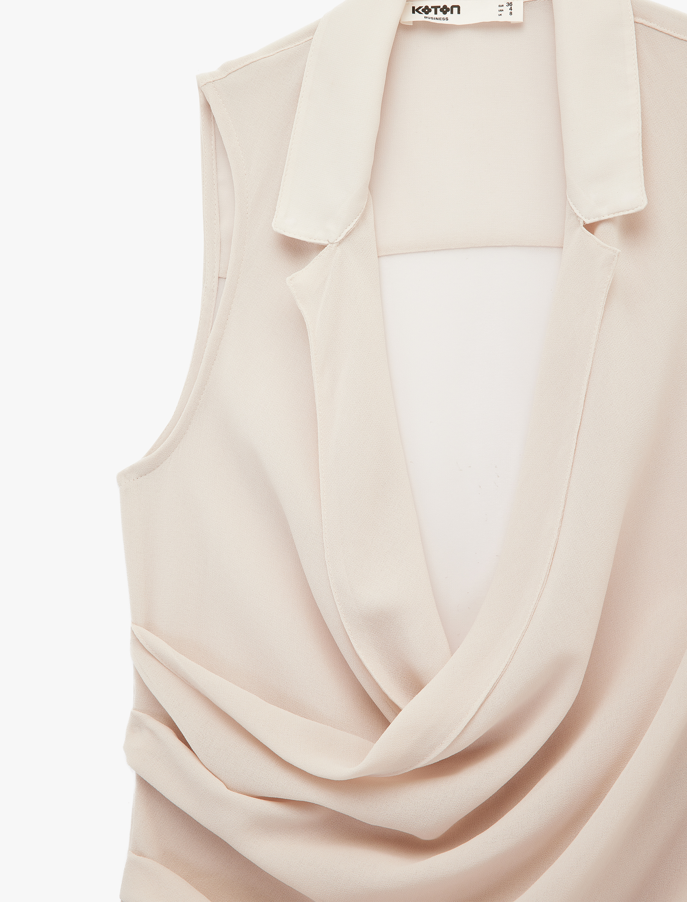   Drapeli Degaje Yaka Kolsuz Krep Bluz