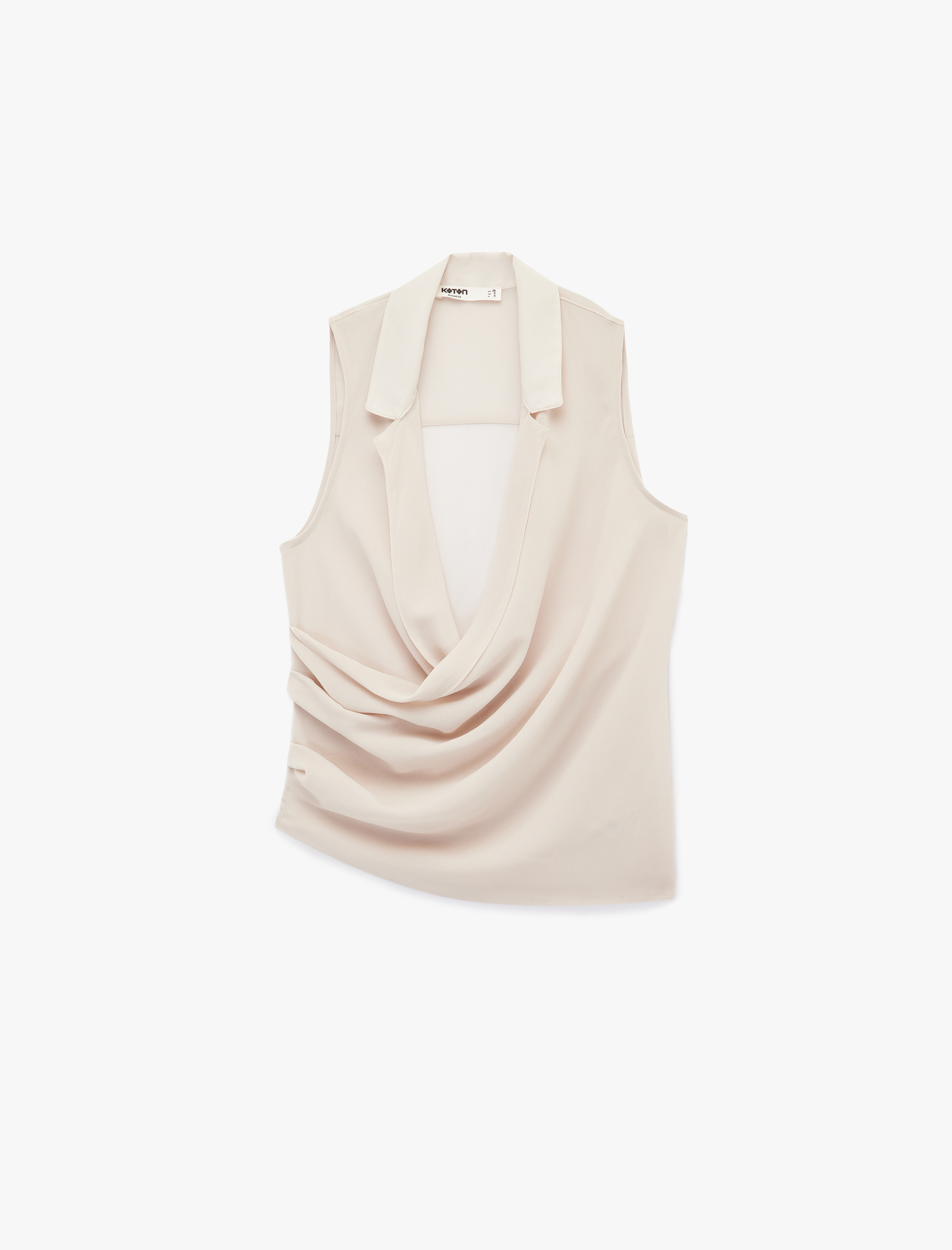   Drapeli Degaje Yaka Kolsuz Krep Bluz