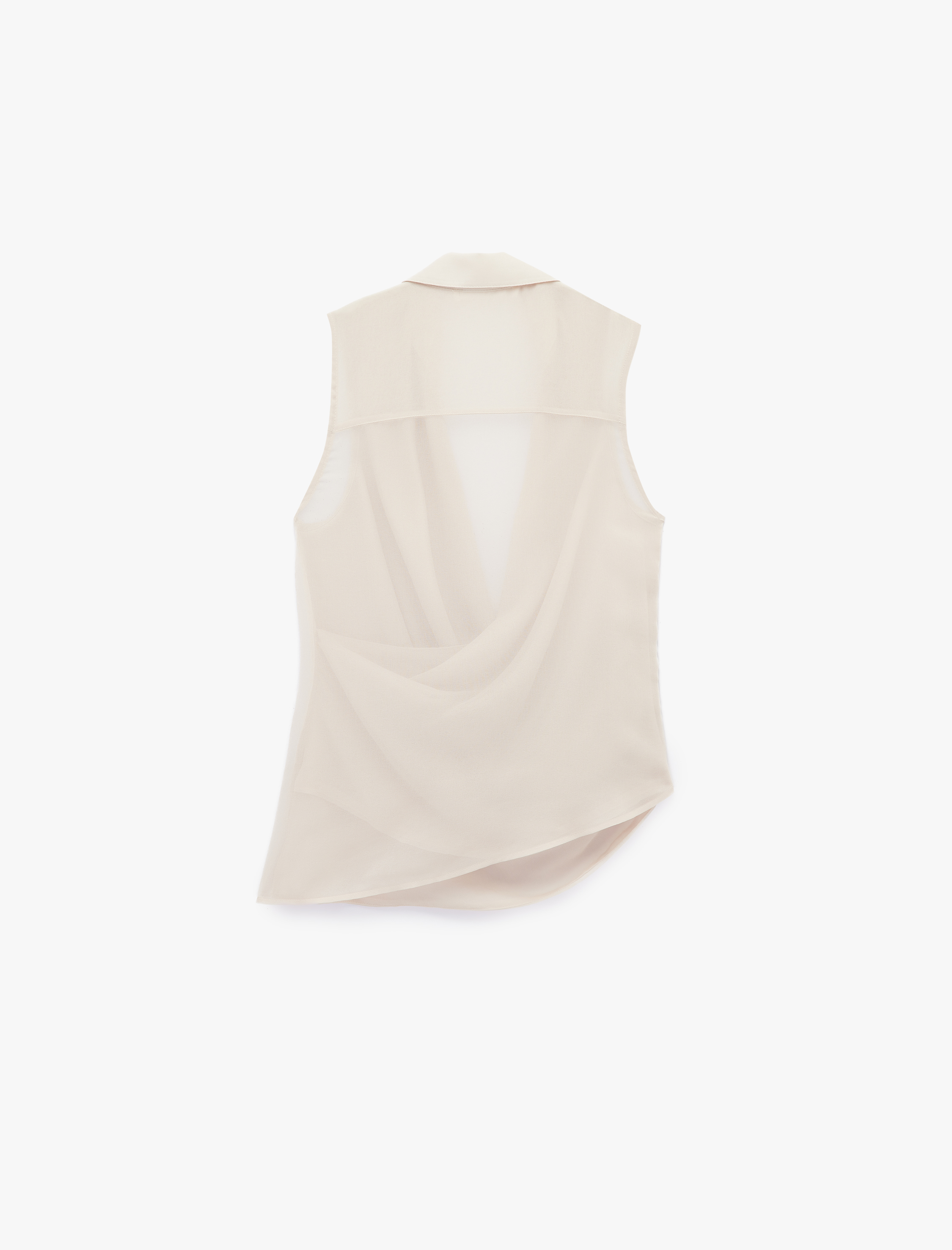   Drapeli Degaje Yaka Kolsuz Krep Bluz