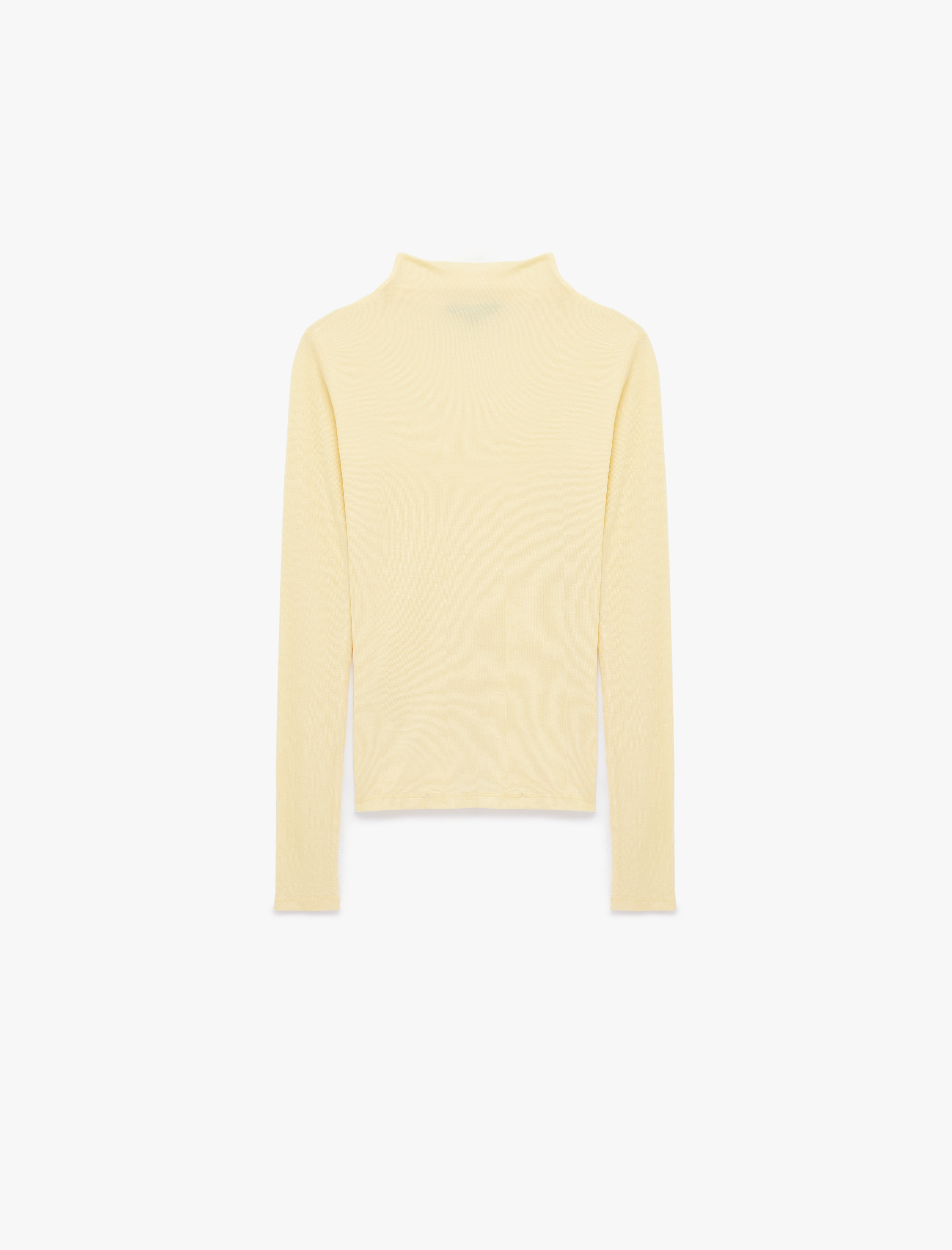   Koyun Yünü Karışımlı Slim Fit Uzun Kollu Dik Yaka Tişört