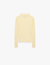 Koyun Yünü Karışımlı Slim Fit Uzun Kollu Dik Yaka Tişört